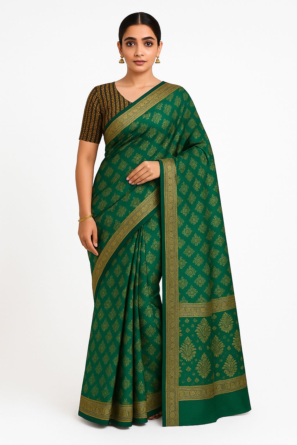 Golden Weave Black Designer Saree Blouse Fabric