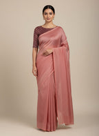 Blush Pink Soft Silk Saree with Contrast Blouse