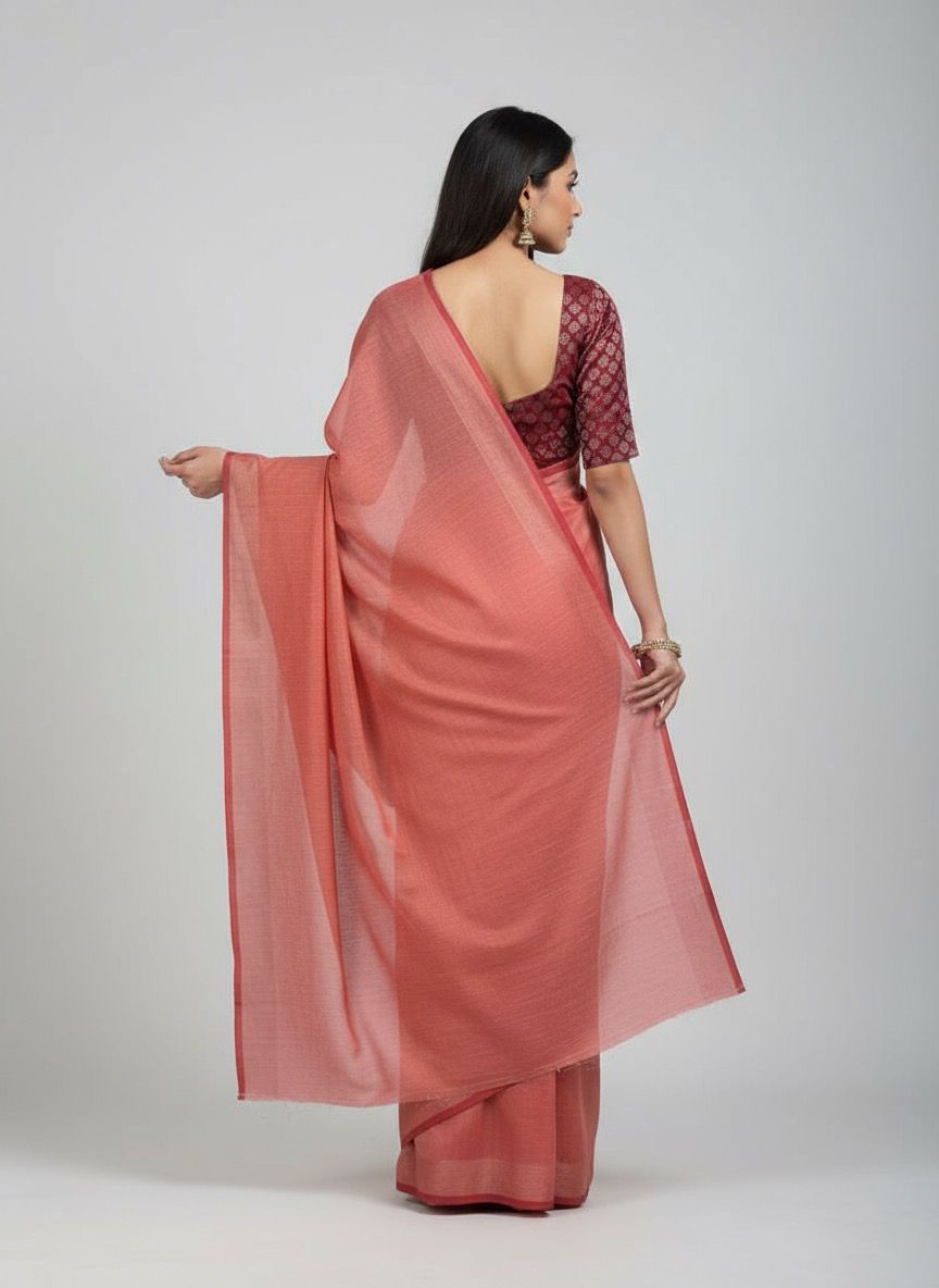 Blush Pink Soft Silk Saree with Contrast Blouse
